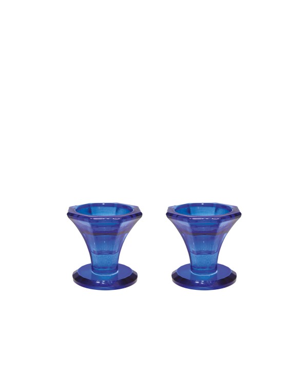 Bougeoirs bleu h5.5cm - lot de 2