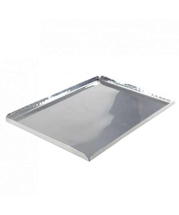 Plateau rectangulaire martelé effet miroir 30.5x21x1.25cm