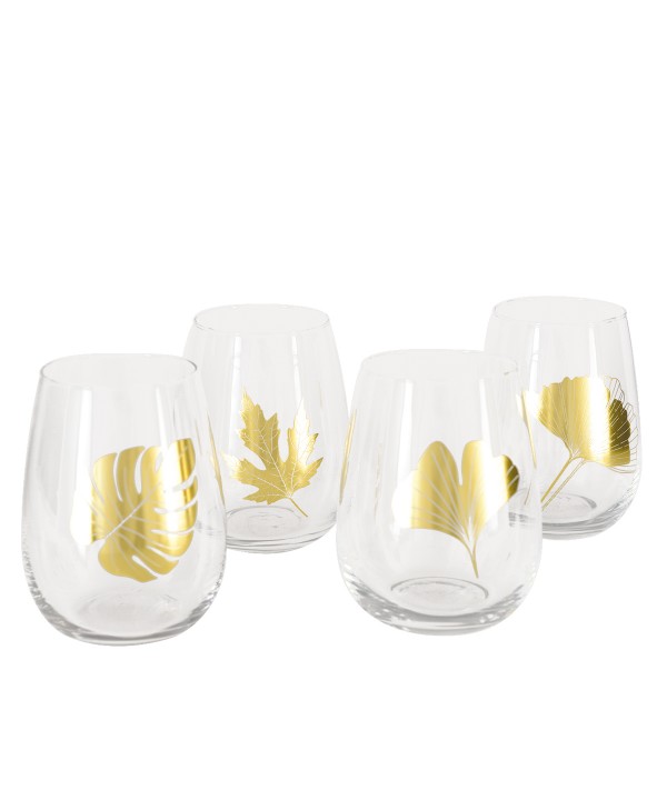 Gold leaf glasses - set of 4
