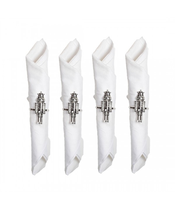 Lot de 4 ronds de serviettes argent casse noisette