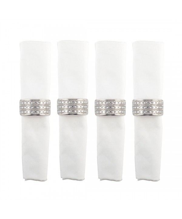 Lot de 4 ronds de serviettes argent avec petits diamants