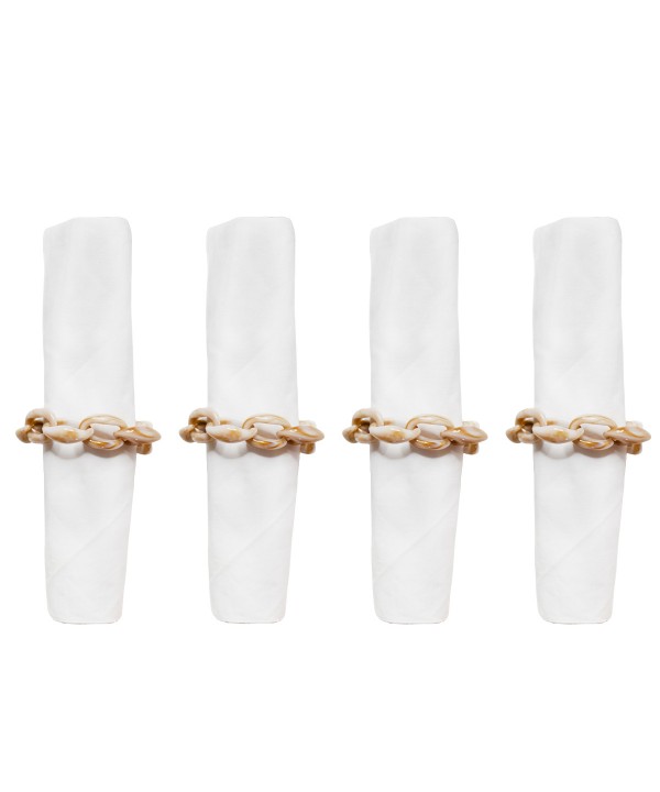 Lot de 4 ronds de serviette chaîne blanche et marron
