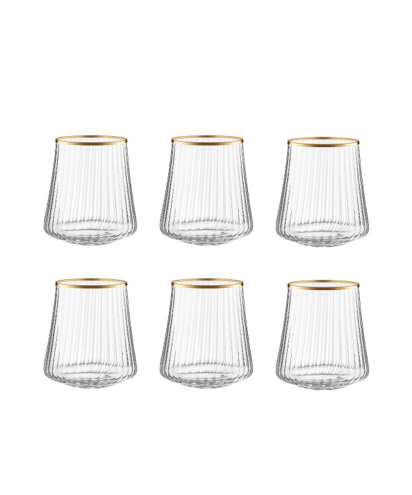 Water glasses gold rim 350ml - set of 6