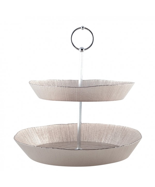 Serviteur 2 étages sable métallique