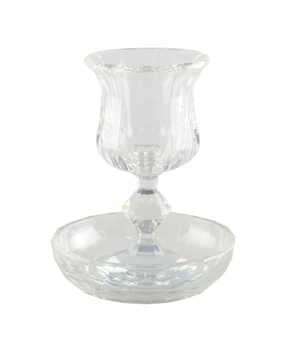 Verre à kiddouch sur pied diamant avec soucoupe