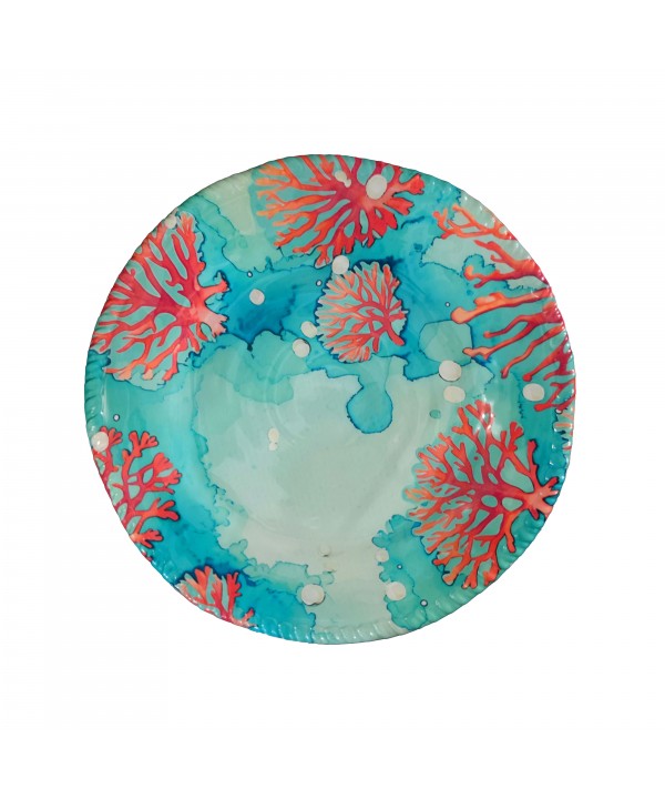 Assiette plate en mélamine corail 28x28x2.5cm