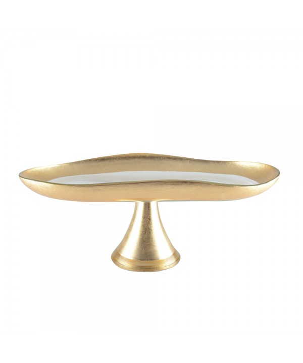 Plat à cake bords dores sur pied grand modèle 35.2x19.7x13.2cm