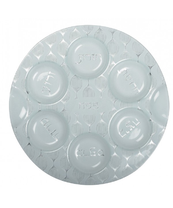 Plat seder argent arabesque verre