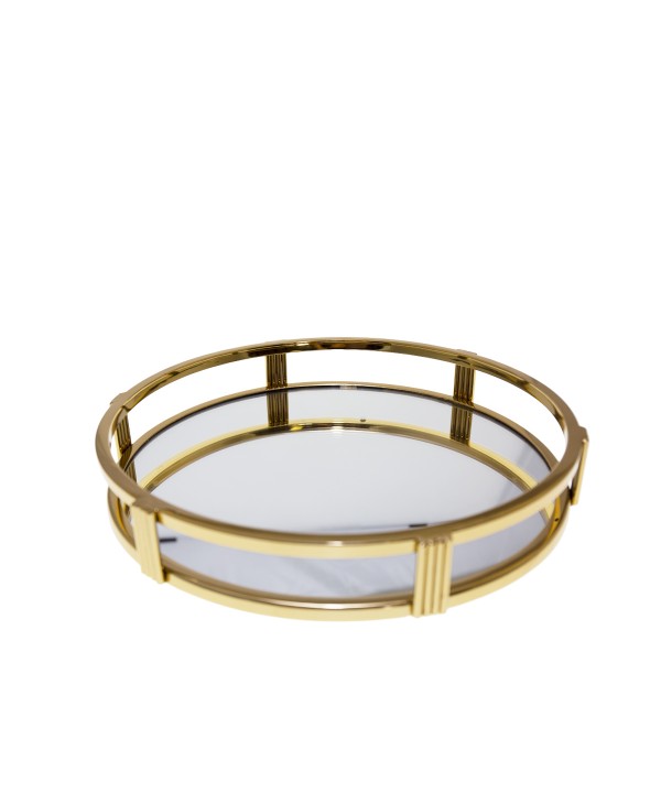 Plateau miroir rond doré 34x34x5cm