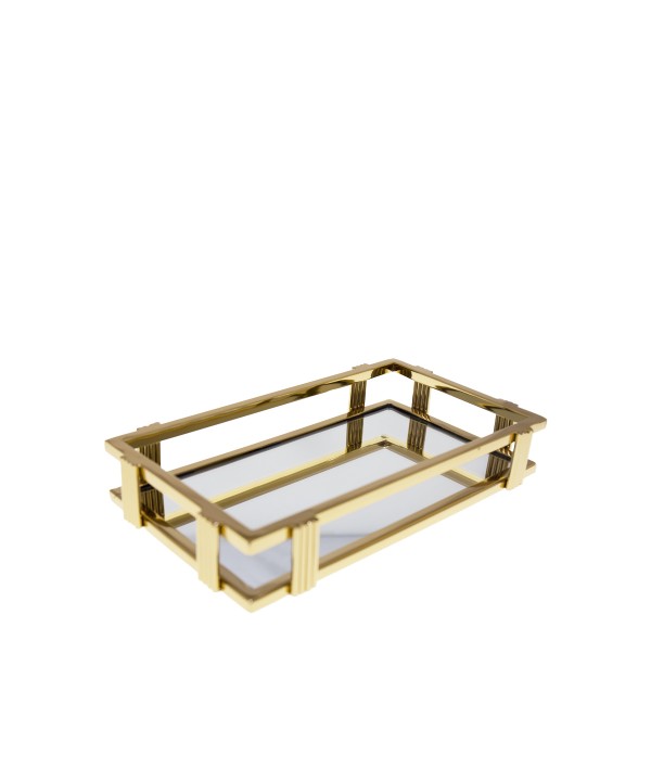Plateau miroir rectangulaire doré  31x18x5cm