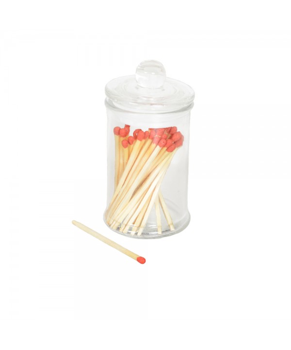 Allumettes en pot verre transparent -  lot de 40