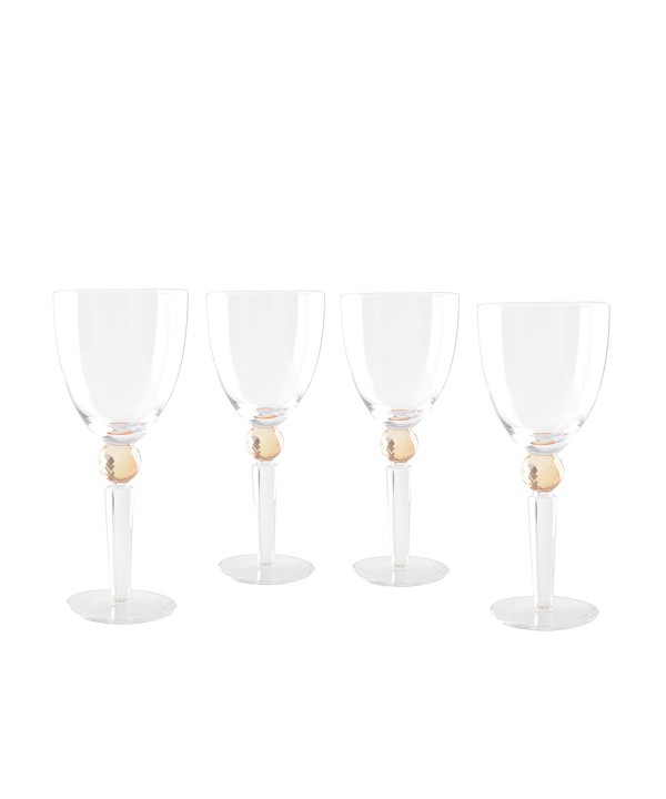 Verres à vin avec pied en diamant jaune - lot de 4
