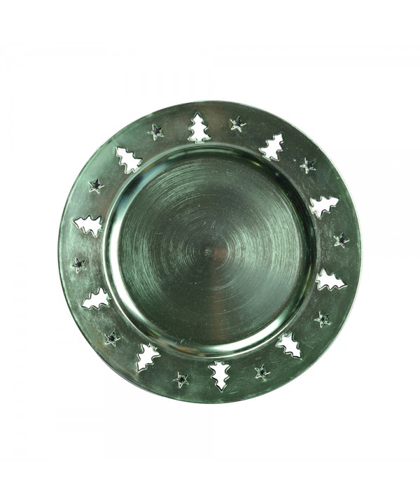 Dessous d'assiette vert brillant décor sapin