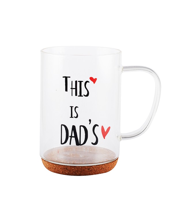 Mug en verre fond liège inscription dad