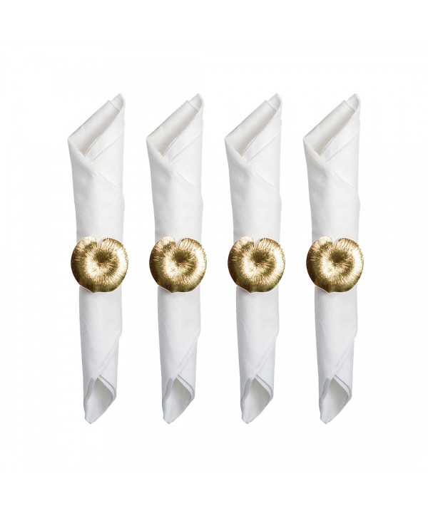 Lot de 4 ronds de serviettes nénuphars dorés