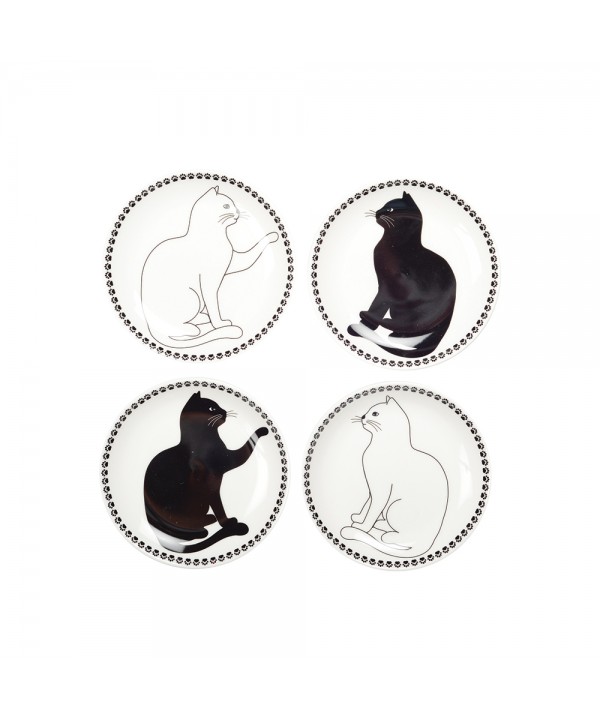 Coupelles chat noires et blanches - lot de 4