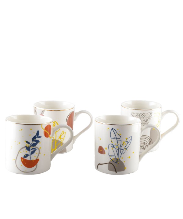 Mugs art déco 390ml - lot de 4