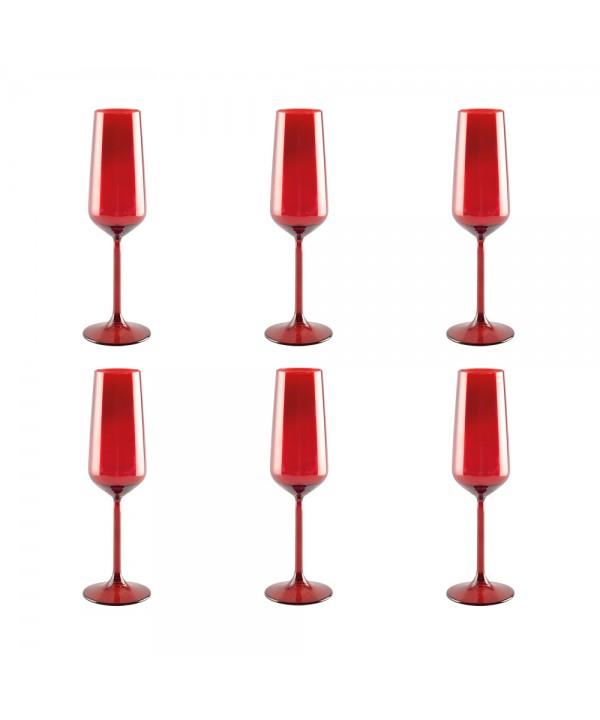 Flûtes à champagne rouge - lot de 6