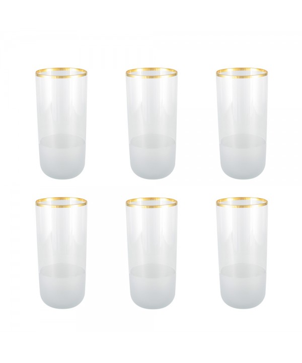 Verres à eau bord doré haut Nish  - lot de 6
