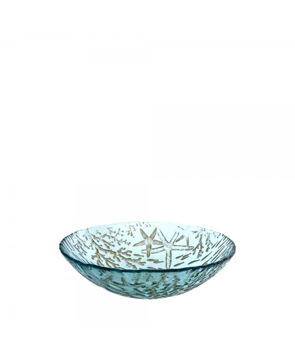 Bol en verre bleu mer 20x20x6cm