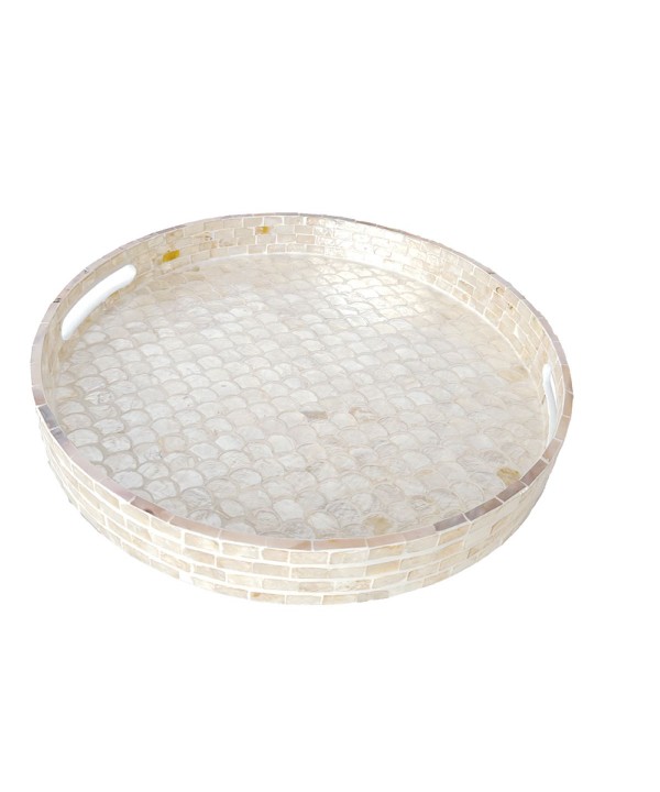 Plateau blanc nacré 40x40x5cm