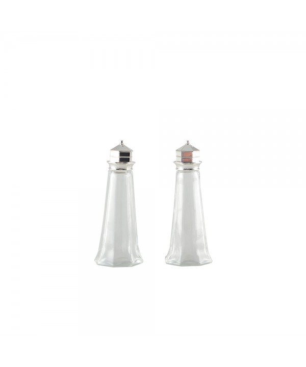 Salière et poivrière argent 4.6x4.6x11.5cm