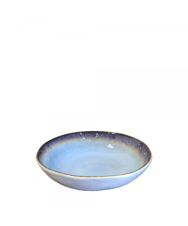Assiette creuse bleue en porcelaine 20x20x5cm