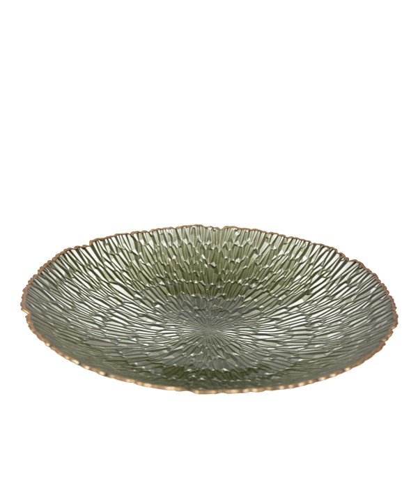 Coupe verte avec bord doré 40.5cm