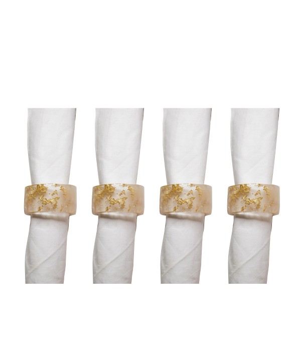 Lot de 4 ronds de serviette en résine paillette