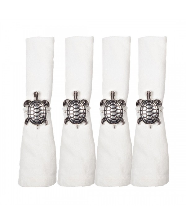 Lot de 4 ronds de serviettes tortues argent