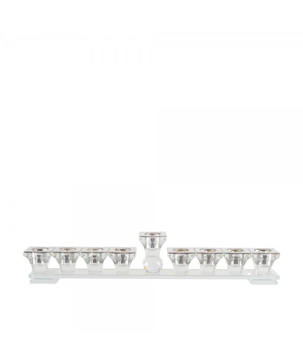 Menorah 9 feux argent en verre h7cm