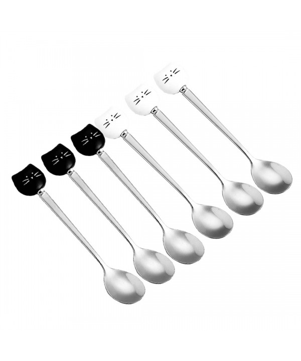 Cuillères chats blanches et noires - lot de 6