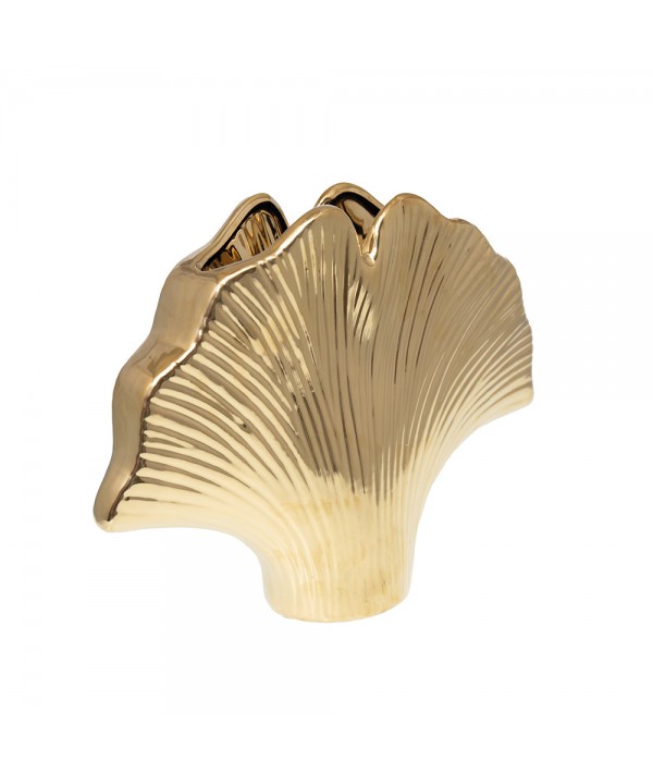 Vase doré en céramique Ginkgo 29.5x7.5x22cm