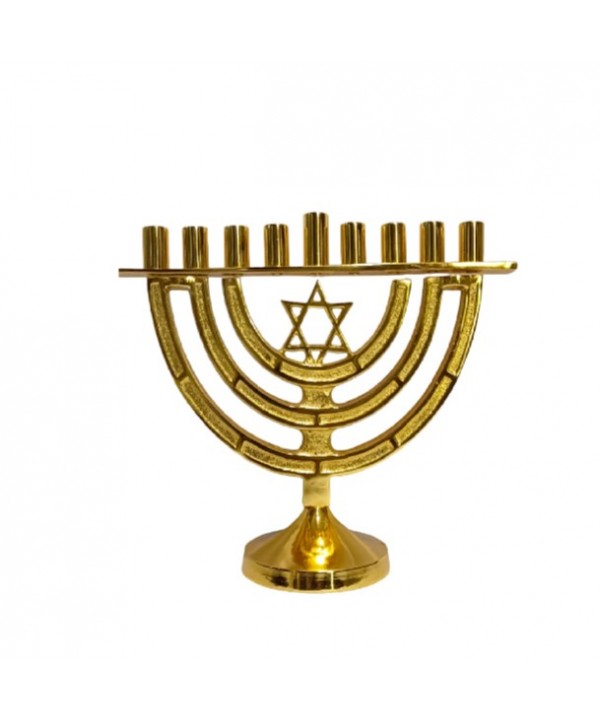 Menorah 9 feux dorée en aluminium h30cm