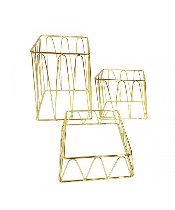 Supports buffet carrés dorés - lot de 3