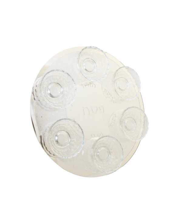 Plat seder argent en cristal 42x42x6cm