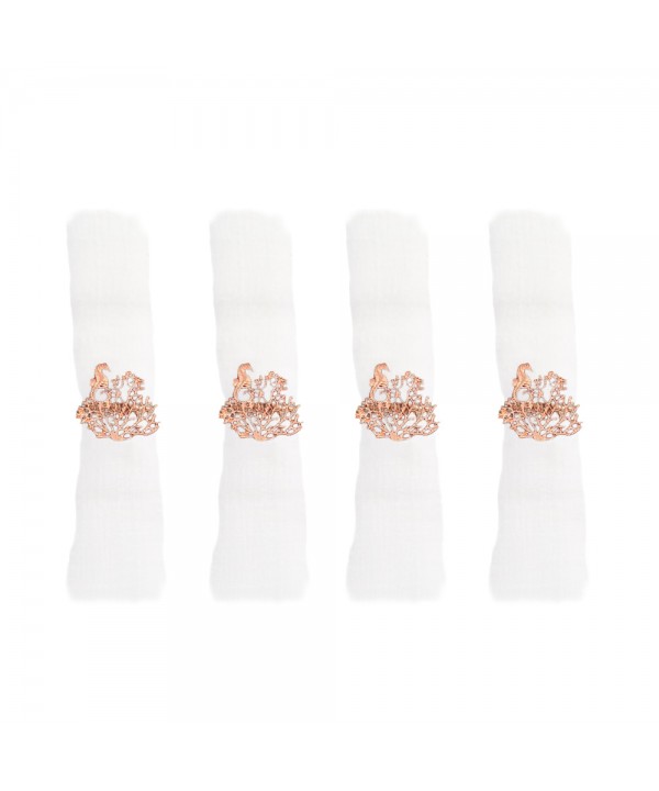 Lot de 4 ronds de serviettes corail rose gold