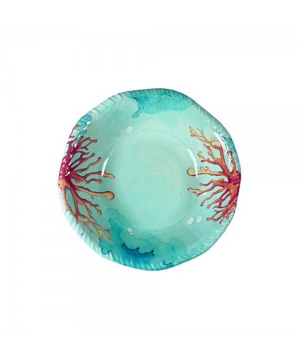 Assiette creuse en mélamine corail 20x20x5.5cm