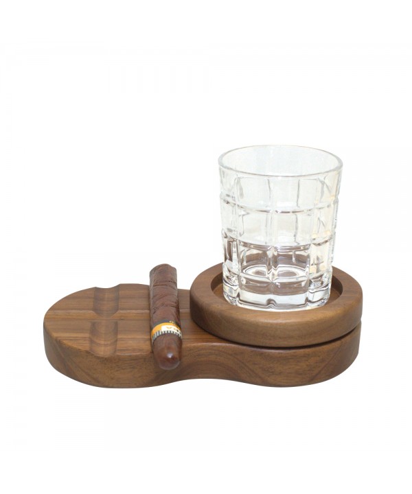 Verre à whisky 310ml avec plateau en bois