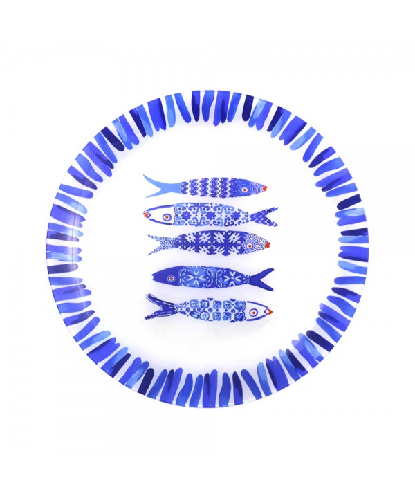 Assiette de présentation poisson bleu 30x30x2.2cm
