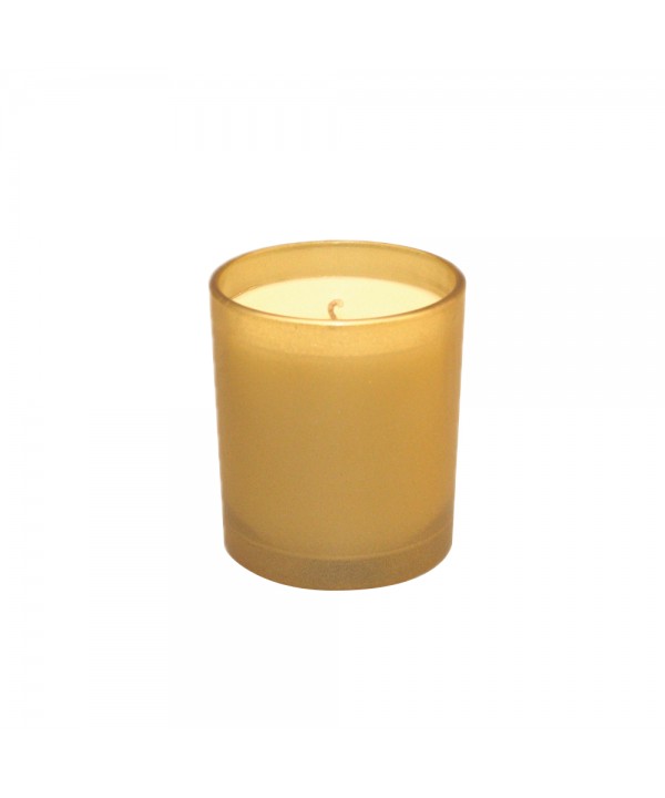 Bougie dorée parfum vanille 7x7x8cm