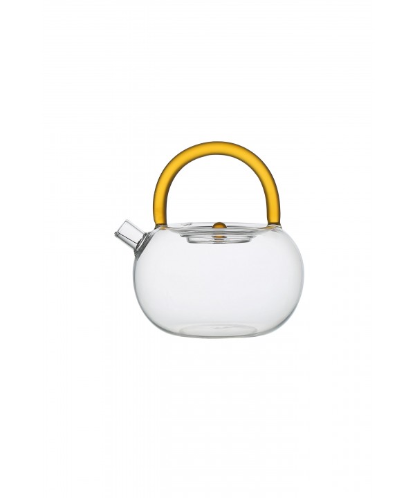 Théière en verre avec anse jaune 800ml
