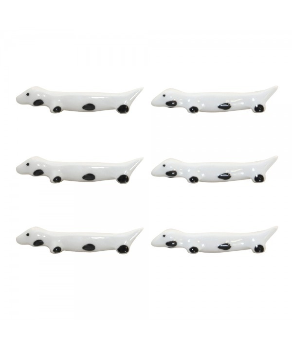 Porte-couteaux teckels blancs en porcelaine - lot de 6