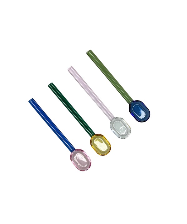 Cuillères multicolores en verre - lot de 4