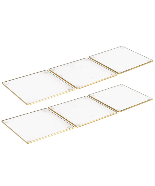 Dessous de verres carrés avec bord doré - lot de 6