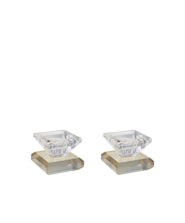 Bougeoirs carrés ambre - lot de 2