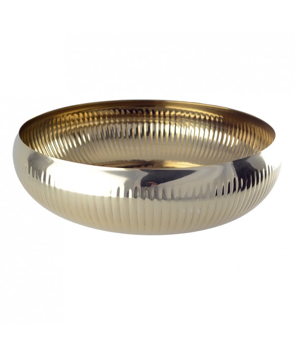 Coupe à fruits dorée à motif côtelé 36cm