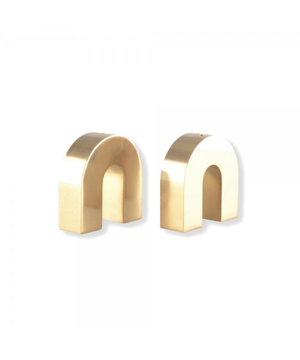 Salière et poivrière arc doré 6x2x6cm