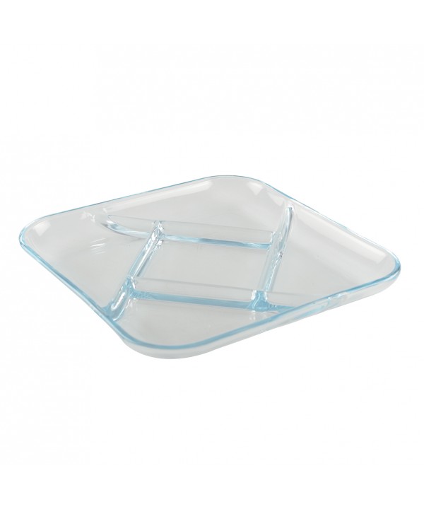 Plat 5 compartiments carré en verre