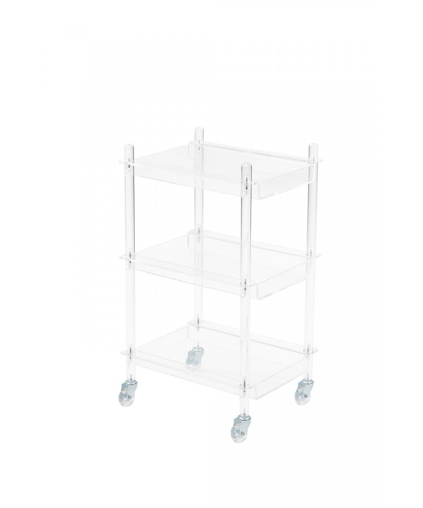 Desserte roulante en acrylique 40.5x30.5x60.5cm